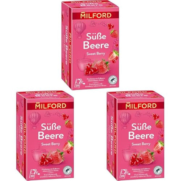 MILFORD Căpșuni și vanilie | Ceai de fructe cu aromă de căpșuni și vanilie | 20 pliculețe