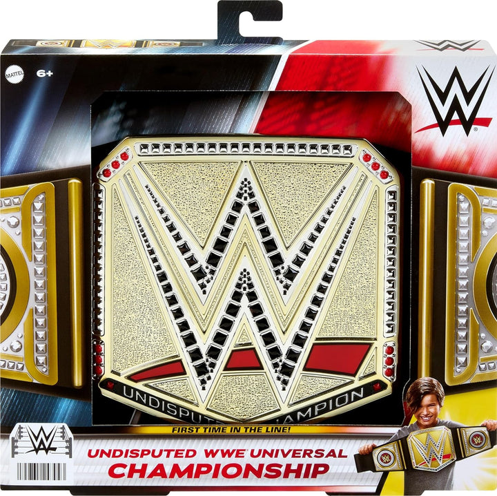 Mattel Mattel WWE Championship Belt, Undisputed WWE Universal Championship Role Play And Costume, Aprox. 100 Cm Lungă Faux Leather Belt With Unique Fitting, HYJ35
