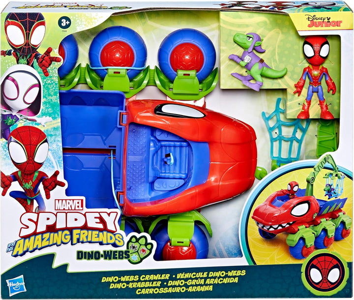 Marvel Spidey And His Super Friends Dino Crawler Superhero Playset, cu Spidey și Dino Figure și jucărie de transport, pentru copii cu vârsta de 3 ani și peste