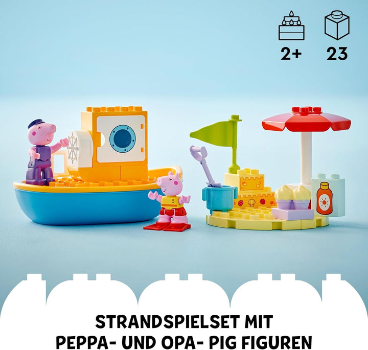 LEGO DUPLO Peppa's Boat Trip: Set de joacă cu barcă de jucărie pentru a construi și reconstrui cu 2 figuri, jucărie creativă, idee de cadou pentru copii de la 2 ani, băieți și fete 10432