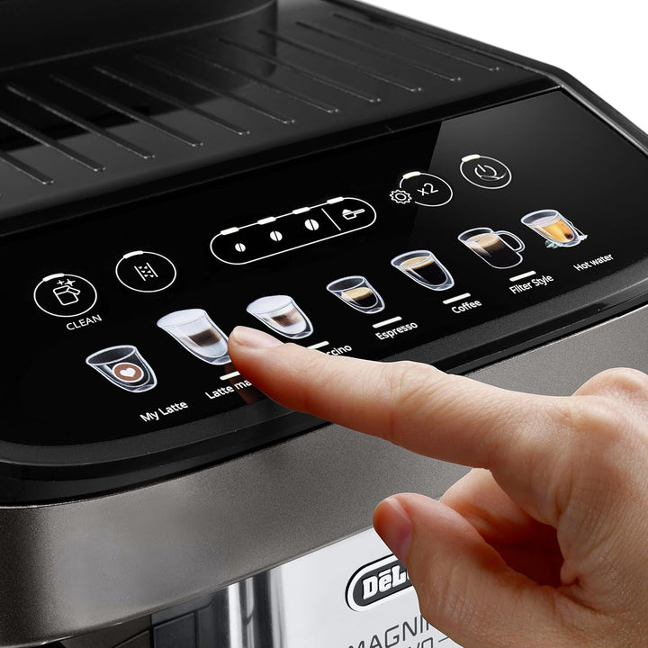 De'Longhi Magnifica Evo ECAM290.81.TB, Mașină de cafea complet automată, Dimensiuni compacte, Mașină Bean-to-cup, Spumă de lapte automată, 7 rețete, Display color Soft Touch, Titan/negru