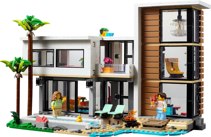 LEGO Creator Modern House, set 3 în 1 pentru a converti într-o casă de oraș sau o cabană în pădure, model de casă, idee de cadou pentru băieți și fete de la 9 ani, jucărie educativă 31153
