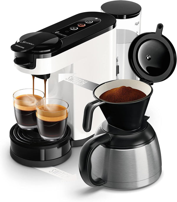Cafetieră 2 în 1 Senseo Switch Philips HD6592/05, 2 în 1 cu filtru și pod, geantă izolată, Crema Plus