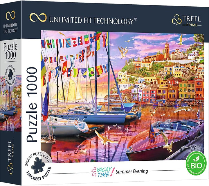 Trefl 26196 1500 elemente, carton cel mai gros, organic, ECO, Italia, apus de soare, divertisment pentru adulți și copii de la 12 ani, Uft-Puzzle Romantic Sunset: Vernazza, Liguria, Italia
