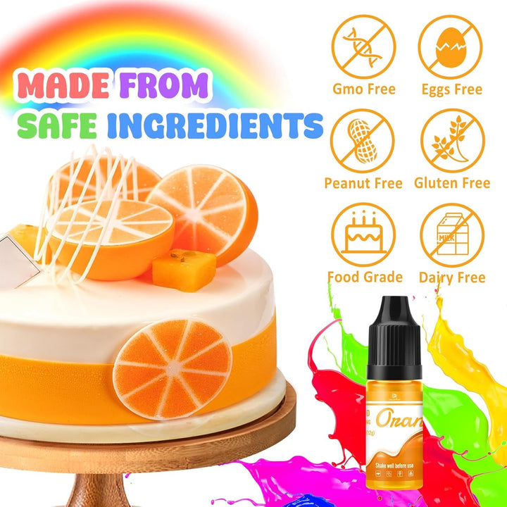 Fettlösliche Lebensmittelfarbe Für Schokolade - Regenbogen Farben Ölbasis Lebensmittelfarben Für Fondant, Torten Dekoration, Backen - Flüssige Food Coloring Für Kakaobutter, Buttercream - 12G Je