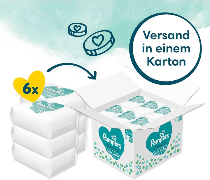 Pampers Scutece pentru copii mărimea 2 (4-8 kg) Harmony, Protecție delicată a pielii și ingrediente pe bază de plante, 204 bucăți