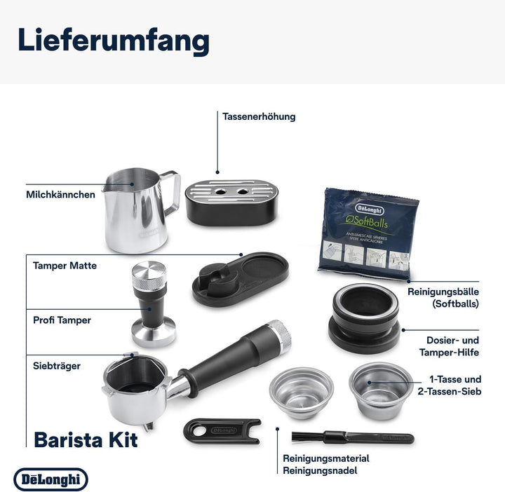 De'Longhi La Specialista Arte EC9155.MB mașină portafilter, mașină espresso Cu râșniță, 8 râșnițe, 15 bar, 3 temperaturi, duză spumare lapte, 1550W, rezervor 1.7L, oțel inoxidabil/negru Inclusiv kit barista