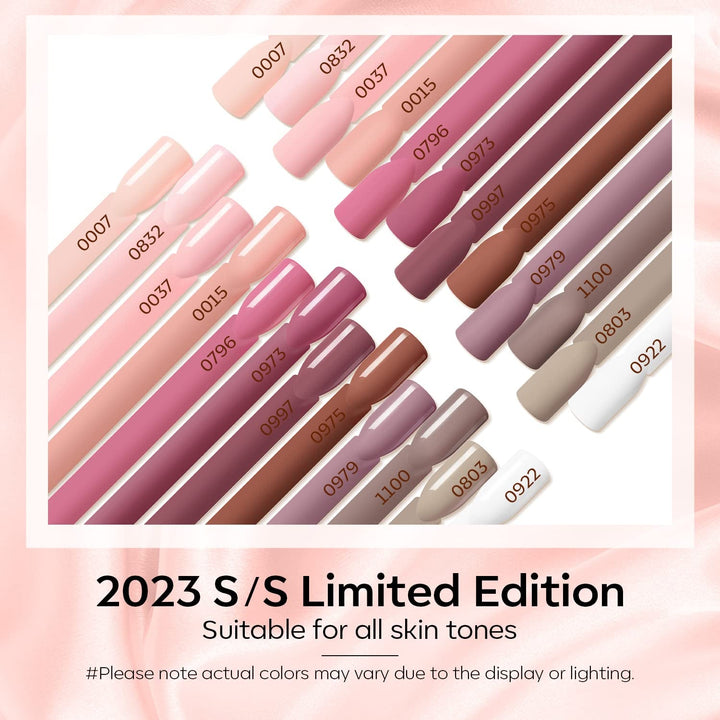 Modelones Set de 35 de bucăți pentru unghii cu gel, Set de ojă UV cu lampă 48W, Set de ojă gel maro nud alb roz, Set de ojă gel UV cu bază top coat Set studio unghii