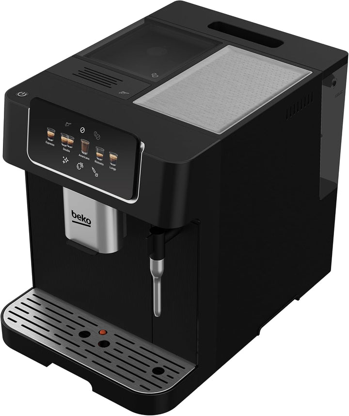 Beko - CEG7302B - Aparat de cafea complet automat cu spumă de lapte, digital, pretopire automată, presiune 19 bar - Negru, 27,5 X 40,5 X 34 Cm
