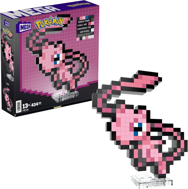 MEGA Pokémon Glumanda - Figură construibilă în aspect retro, Pixel Art, Inclusiv bază pentru montare pe perete, Pentru constructori și colecționari adulți, HTH76
