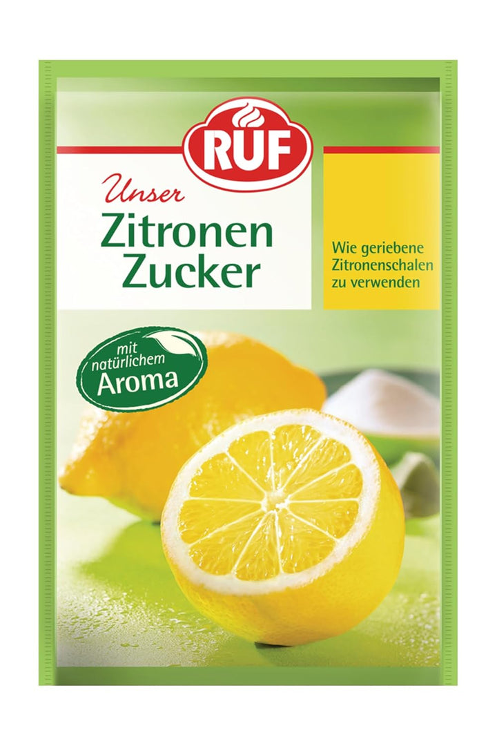 RUF Orangen-Zucker, Aromatisierter Zucker Mit Natürlichem Orangen-Aroma, Wie Geriebene Orangenschalen Zu Verwenden, Glutenfrei, Vegan, 3 X 10G