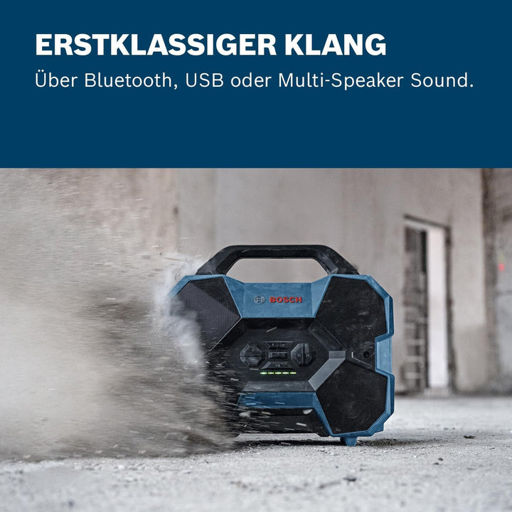 Difuzor Bluetooth fără fir Bosch Professional 18V/12V System GPB 18V-6 C (Bluetooth, USB, sunet cu mai multe difuzoare, fără baterie/încărcător)