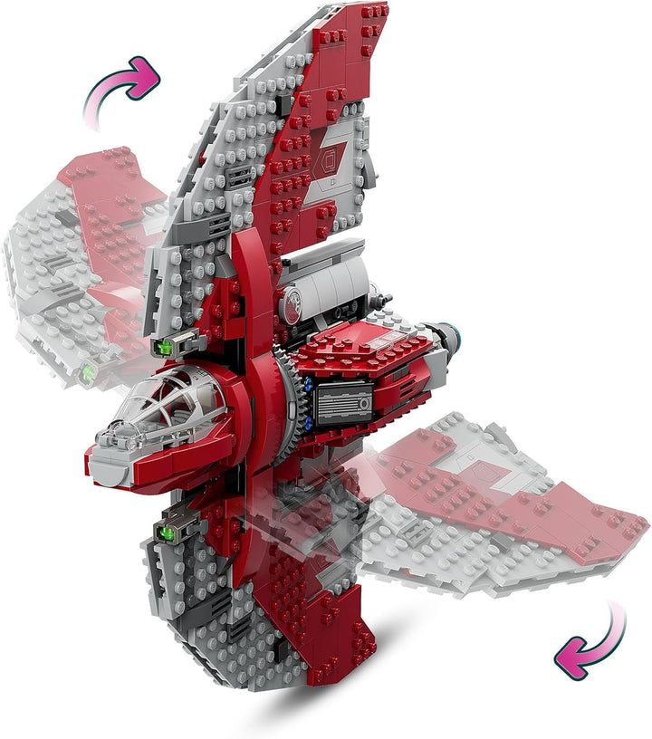 LEGO Star Wars Ahsoka Tano's T-6 Jedi Shuttle Set, Jucărie navă spațială construibilă cu 4 minifigurine, inclusiv Sabine Wren și Marrok cu săbii laser, cadou pentru fanii seriei Ahsoka 75362