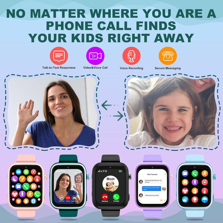 4G smartwatch pentru copii, GPS tracker, mai multe stiluri de desktop pentru a alege de la, apeluri bidirecționale, competență imagine, SOS, Wi-Fi, touchscreen rezistent la apă pentru 4-12 băieți și fete (verde)