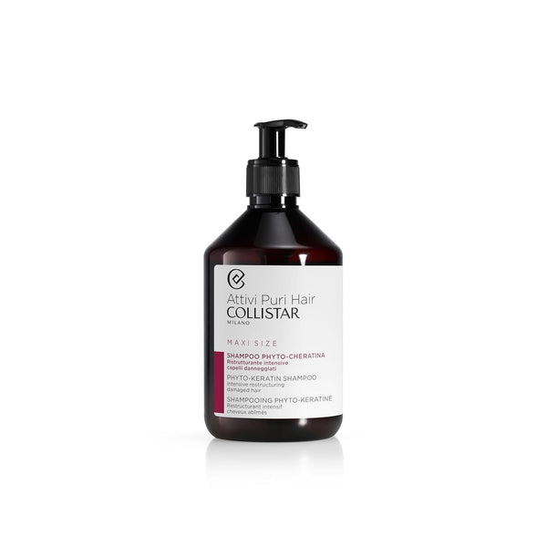 Collistar Activi Puri Hair Phyto Keratin Shampoo, intensiv, hrănitor, pentru păr deteriorat și fragil, format maxi, 500 ml