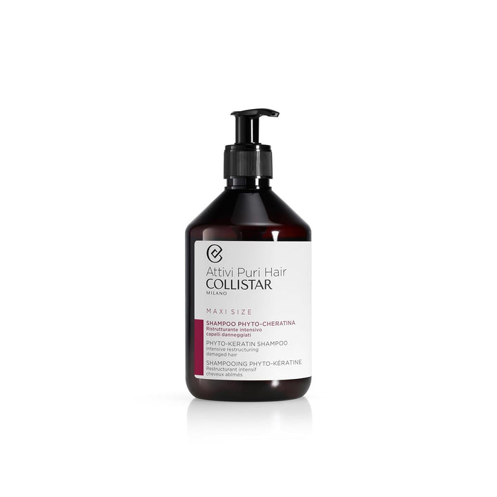 Collistar Activi Puri Hair Phyto Keratin Shampoo, intensiv, hrănitor, pentru păr deteriorat și fragil, format maxi, 500 ml