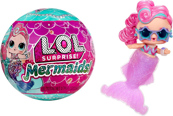 L.O.L. Surprise! Mermaids Tots - Mini păpuși la modă cu cozi care își schimbă culoarea - Potrivit pentru colecționari, fete și băieți cu vârsta de 4 ani și peste