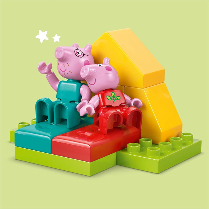 LEGO DUPLO Peppa Wutz Camping Trip - jucărie educativă pentru băieți și fete de la 2 ani - include cort, canoe, foc de tabără și 2 minifigurine - jucărie pentru activități motorii, sortare după culoare 10452