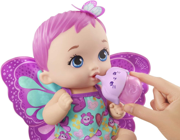 My Garden Baby GYP10 - Păpușă fluture pentru hrănit și îmbrăcat (30 cm), cu scutec reutilizabil, haine și aripi detașabile, jucărie pentru copii de la vârsta de 2 ani