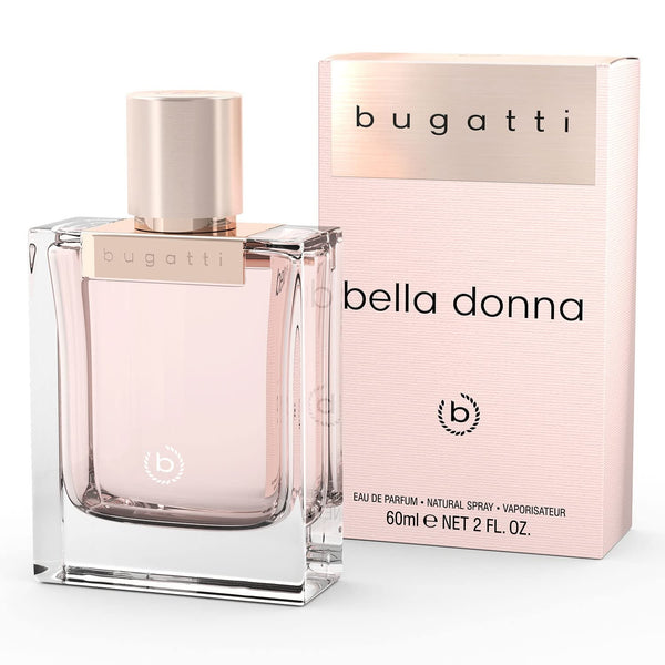 Parfum Bugatti pentru femei Bella Donna Edp 60ml | Apă de parfum senzuală pentru toate vârstele și orice ocazie | Combinație elegantă de piersică, iasomie și mosc | Dulce, picant și elegant
