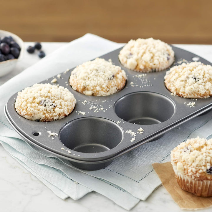 Wilton 445291 445291 Jumbo-Muffinform, Rezept Rechts, Antihaftbeschichtung, 6 Löcher, 4,5 X 22,2 X 34,2 Cm, Stahl