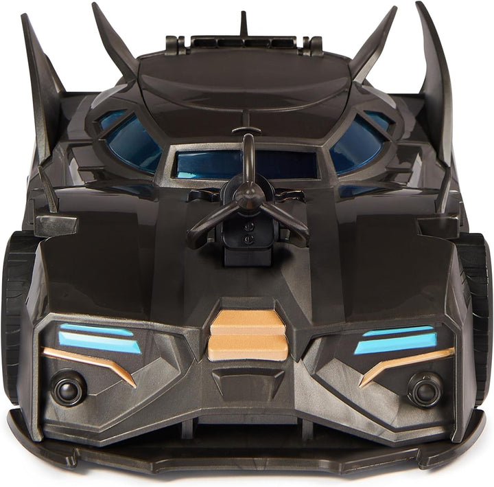 DC Comics Batman Batmobil offroad cu catapultă cu cârlig de prindere și celulă cu grilă în spate, inclusiv figurină Batman de 10 cm, pentru fanii supereroilor cu vârsta de 4 ani și peste