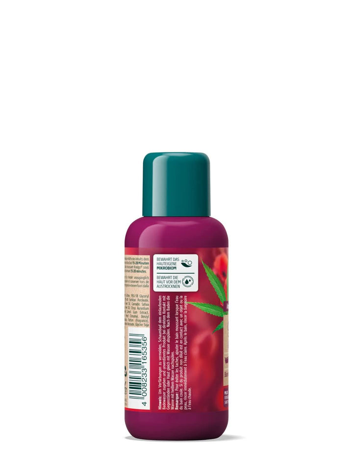 Kneipp Aroma, aditiv de baie cu uleiuri naturale din mac roșu și cânepă, pentru o senzație de piele moale și netedă, 100 ml