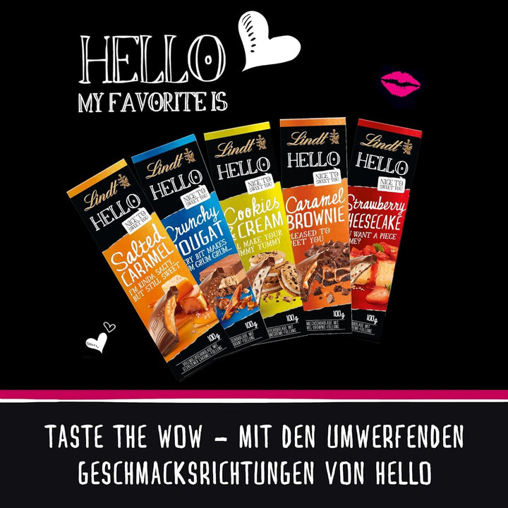 Lindt Schokolade HELLO Crunchy Nougat | 100 G Tafel | Vollmilch-Schokolade Mit Nougat-Krokant-Füllung | Schokoladentafel | Schokoladengeschenk