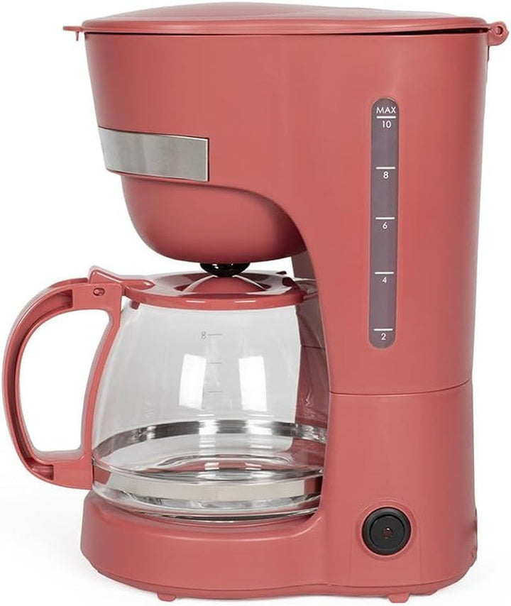 Livoo - Cafetieră electrică DOD200N - 12 cești, capacitate 1,25 L, 750 W, filtru reutilizabil, funcție de menținere la cald, Chilli Red