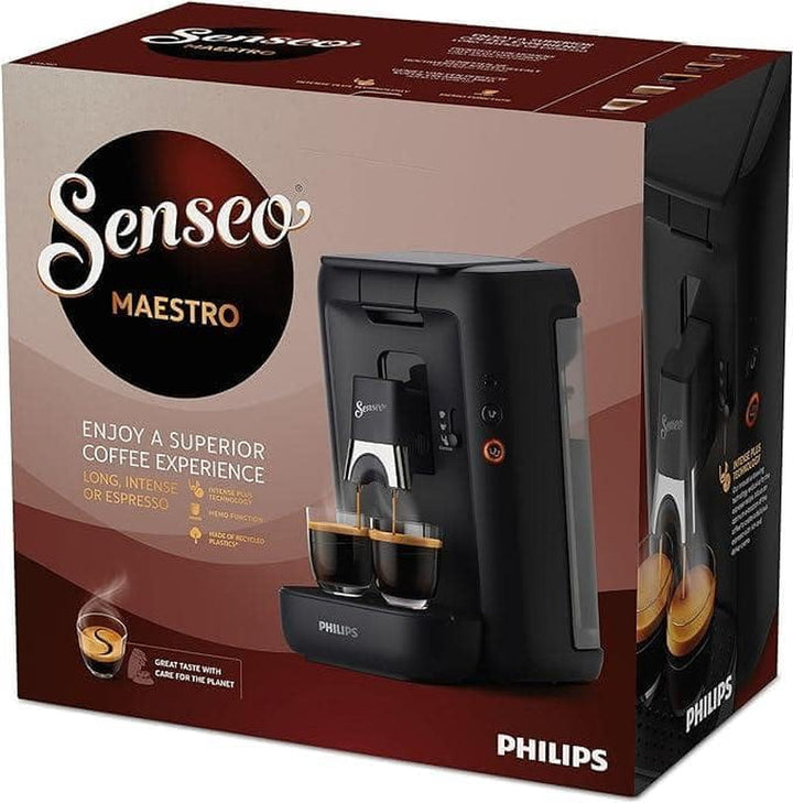 Espressor cu capsule Philips Senseo Maestro – tehnologie Intense plus, calitate premium a espresso-ului, design ecologic, rezervor de apă de 1,2 l, funcție memo, indicator de detartrare (CSA260/60)