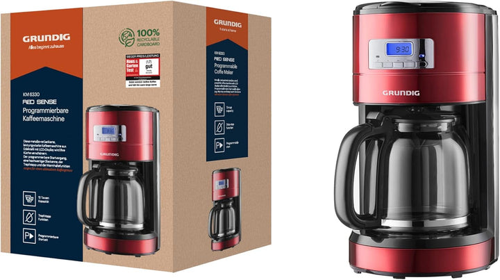 GRUNDIG KM8440 Cafetieră cu filtru digital, roșu, 1000 W, 1,25 litri
