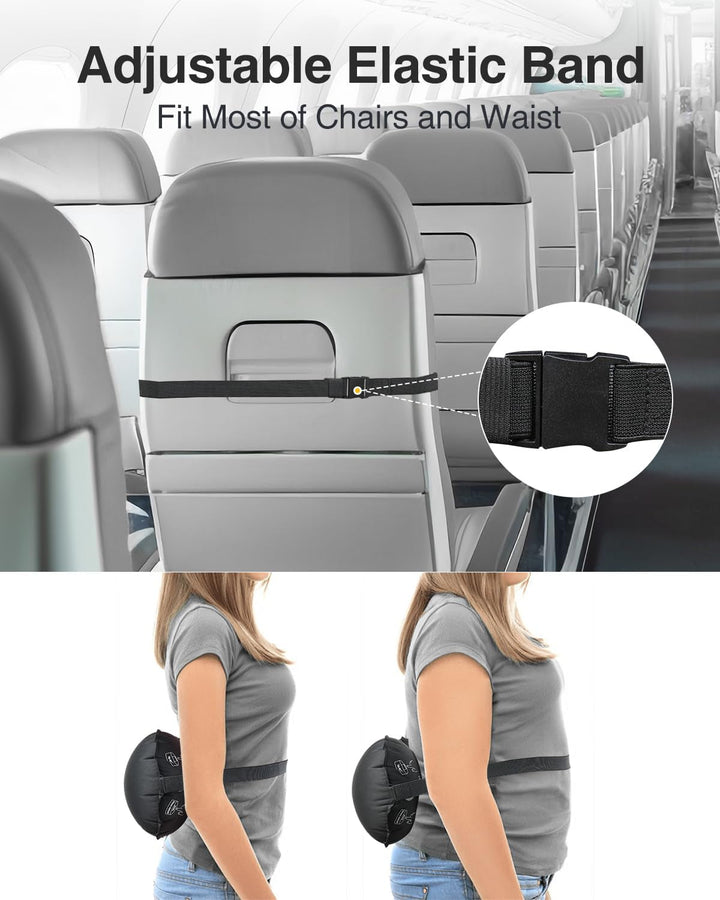 Luxtude Pernă lombară gonflabilă, pernă de sprijin lombar portabilă pentru călătorii cu avionul și mașină, pernă de călătorie gonflabilă Pernă de sprijin pentru spate Pernă pentru gât, pernă pentru spate inferior