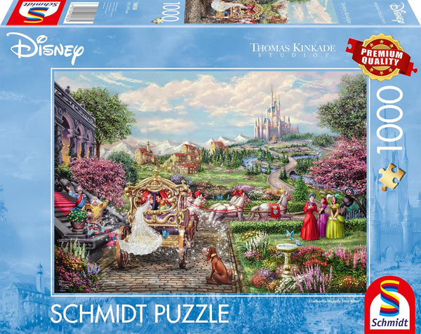 Schmidt Spiele 58038 Disney, Cenusareasa fericita pentru totdeauna, Thomas Kinkade, puzzle jigsaw 1000 piese, multicolor