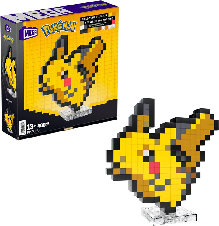 MEGA Pokémon Glumanda - Figură construibilă în aspect retro, Pixel Art, Inclusiv bază pentru montare pe perete, Pentru constructori și colecționari adulți, HTH76