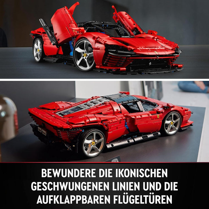 Kit machetă LEGO Technic Ferrari Daytona SP3 la scara 1:8, Mașină super sport roșie, Obiect de colecție machetă de mașină extinsă, Ultimate Car Concept 42143