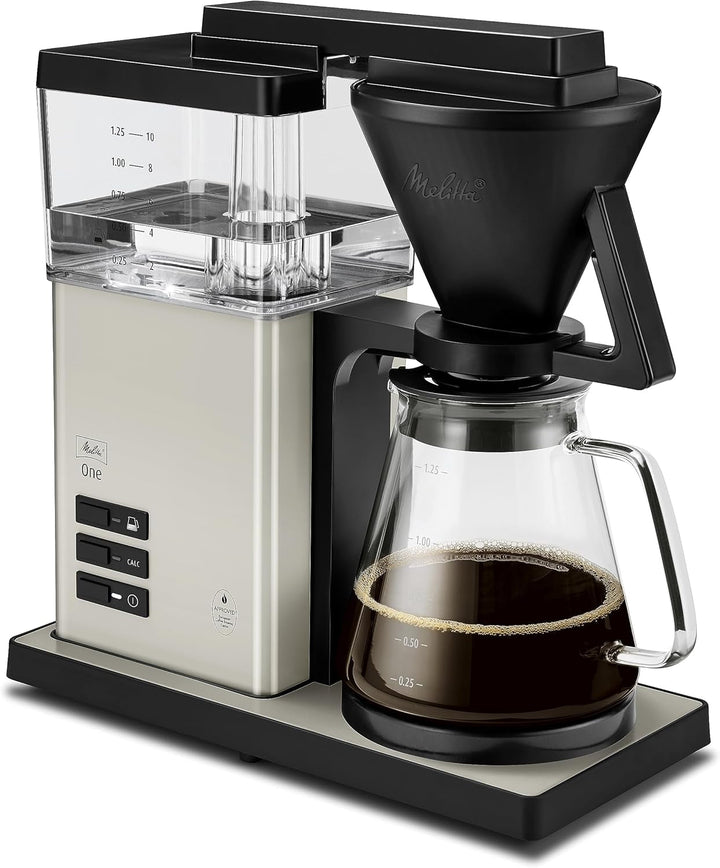 Melitta One - Cafetiera cu filtru - Cu ulcior de sticlă - Stop picurare - 12 cești - Cream White (1031-03)