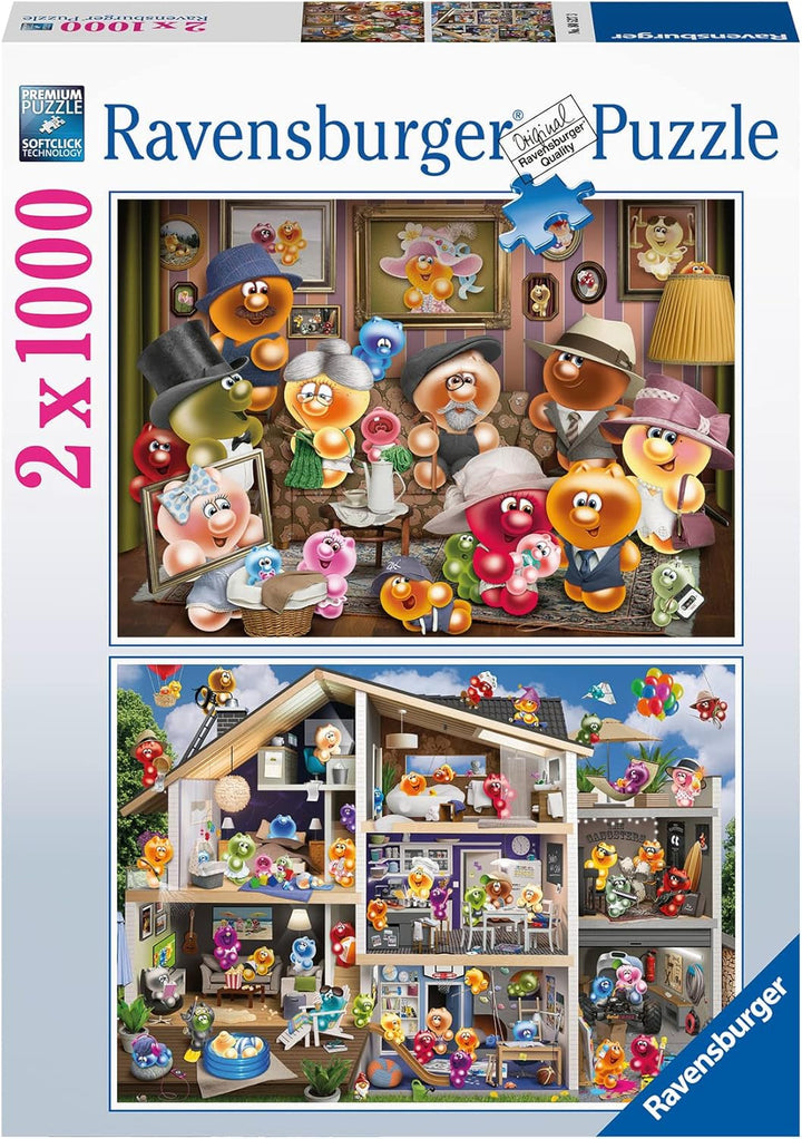 Ravensburger Puzzle 12000341 - Funny Gelinis - 2X Puzzle jigsaw de 1000 de piese pentru adulți și copii de peste 14 ani