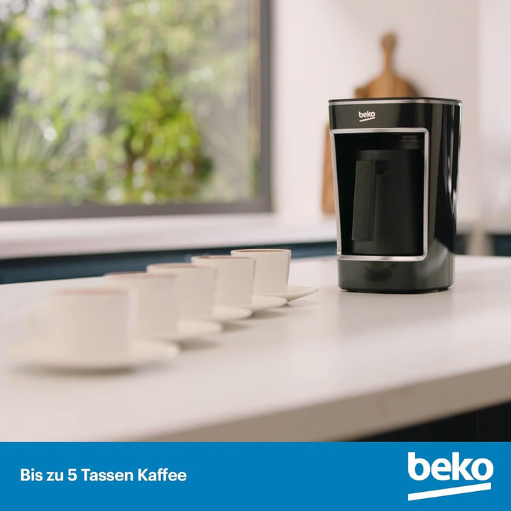 Beko TKM 2341 filtru de cafea moca, până la 5 cești, Cooksense, spumă, cafea turcească, anti-vărsare, operare cu o singură atingere, negru