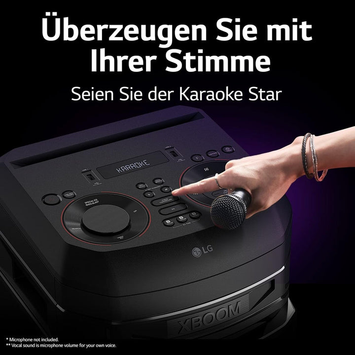 LG XBOOM RNC7, sistem audio cu 3 căi și 5 difuzoare (Dolby Audio, funcții karaoke și DJ, iluminare), negru [an model 2023]