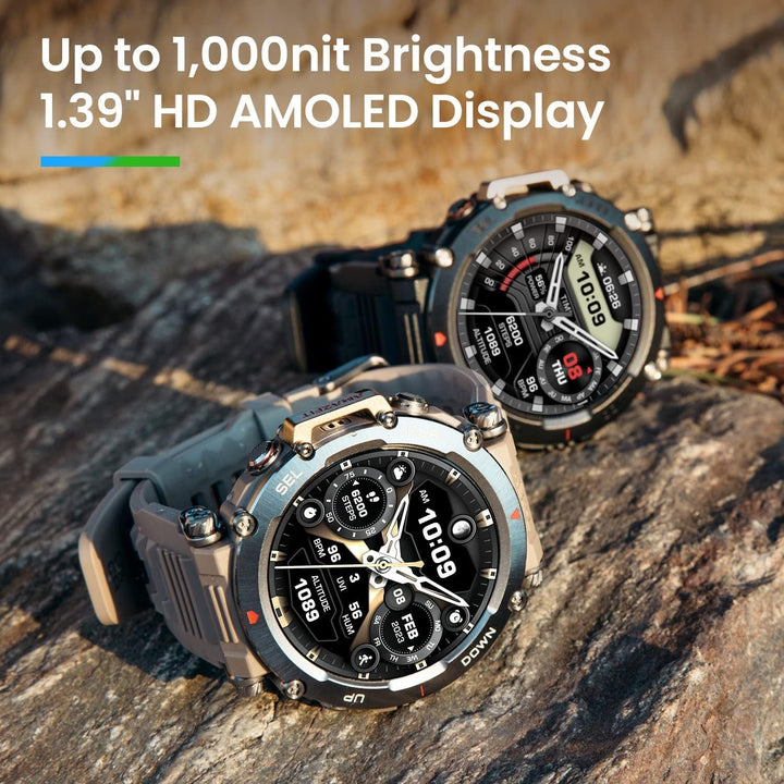 Amazfit T-Rex Ultra 47mm smartwatch în aer liber, GPS dual-band, import de rute și navigație 6, suport pentru freediving și rezistență la apă 10 ATM, funcționare la temperaturi ultra scăzute -30 ° în calitate militară