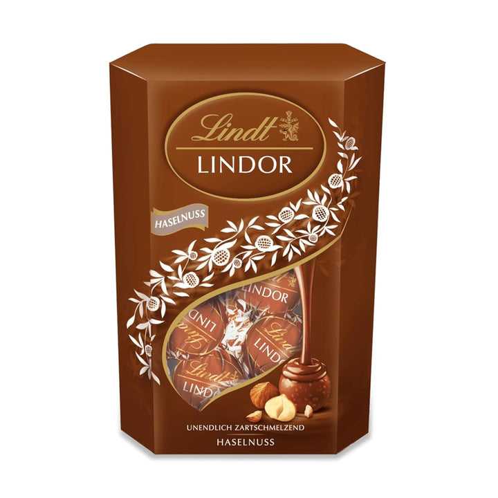 Lindt Schokolade LINDOR Kugeln Haselnuss | 500 G | Ca. 40 Kugeln Vollmilchschokolade Mit Unendlich Zartschmelzender Nuss-Füllung Im Süßen Cornet | Pralinen Geschenk | Schokoladen Geschenk