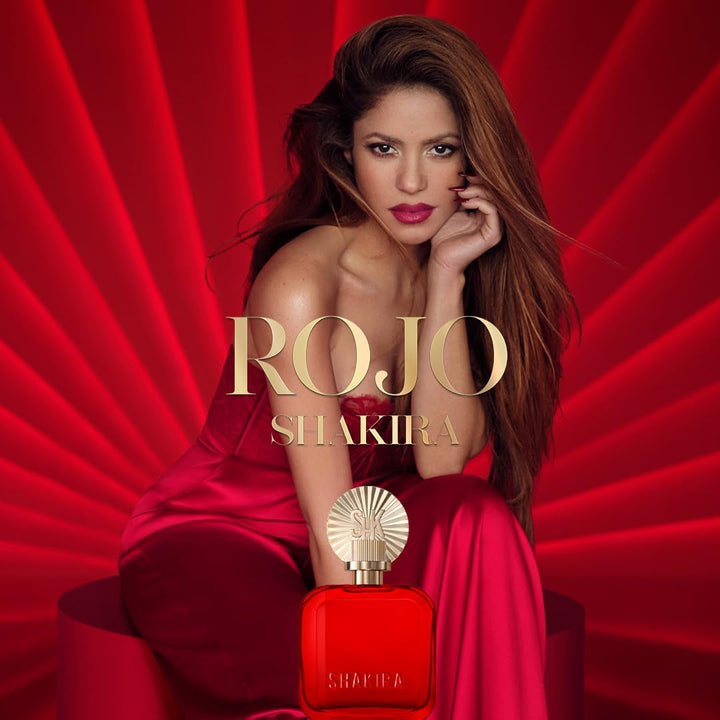 Shakira Parfums – ROJO by Shakira Apă de Parfum pentru Femei – De lungă durată – Parfum puternic, senzual și fermecător – Note florale, picante și de chihlimbar – Ideal pentru zi – 50 ml