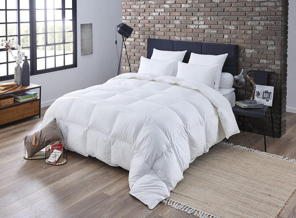 Cuvertură DODO 40381220 Helsinki, material exterior din bumbac percale, umplutură din puf de rață/piele, 240 Cm 220 Cm, alb