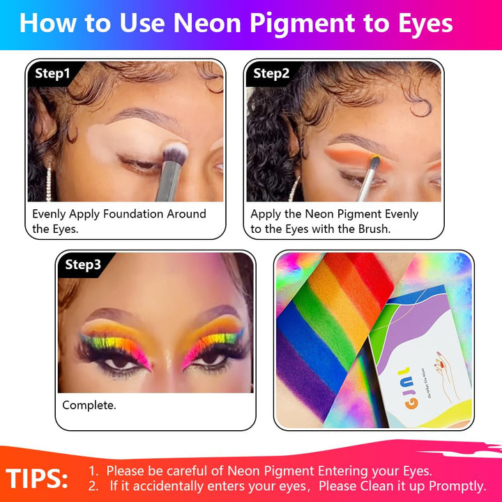 Neon Phosphor Pigment Pulver Für Nägel Lidschatten - 12 Colors Neon Nagel Glitzer Augenpulver Maniküre Halloween Neon Make-Up Dekoration Nail Art Staub Pigment