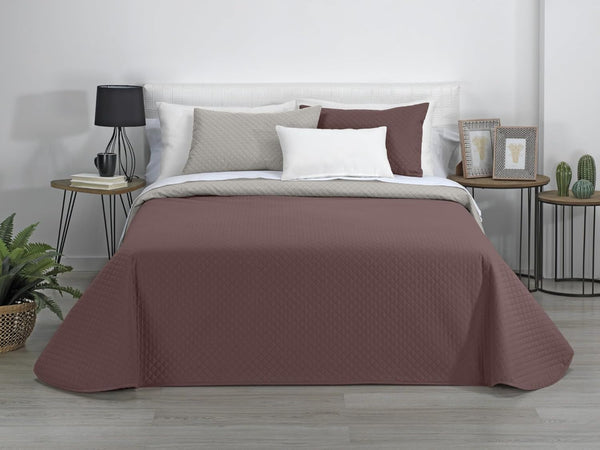 Estoralis | AVA | Cuvertură Boutique Reversibilă | Pentru toate anotimpurile | Culoare - Bej/Brun | Pentru pat de 120/135 cm. pat. (230 X 270 Cm. Ancho X Alto) | Cuvertură cu matlasare