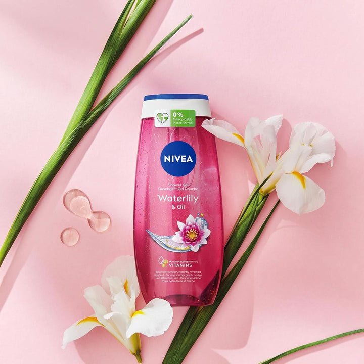  NIVEA Waterlily & Oil, Gel de duș cu parfum proaspăt de nufăr, pH neutru, 250 ml