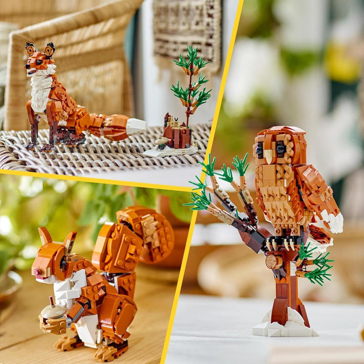 LEGO Creator Forest Animals: Red Fox, set de animale cu jucărie cu vulpe, bufniță și veveriță, figuri de animale de pădure cu care să te joci și să le afișezi, cadou creativ pentru băieți și fete de la 9 ani 31154
