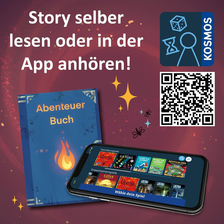 KOSMOS 684853 Puzzle de aventură în Den Tiefen Des Vulkans, 258 piese, Puzzle interactiv de aventură pentru copii cu vârsta de peste 8 ani, Descoperă o poveste de aventură cu fiecare piesă de puzzle