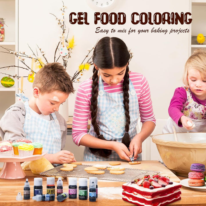 Colorant alimentar în gel - 22 de culori x 6G, colorant alimentar în gel foarte concentrat pentru prăjituri, copt, ouă de Paște, băuturi - Colorant alimentar fără zahăr pentru fondant, glazură, slime, decorarea torturilor