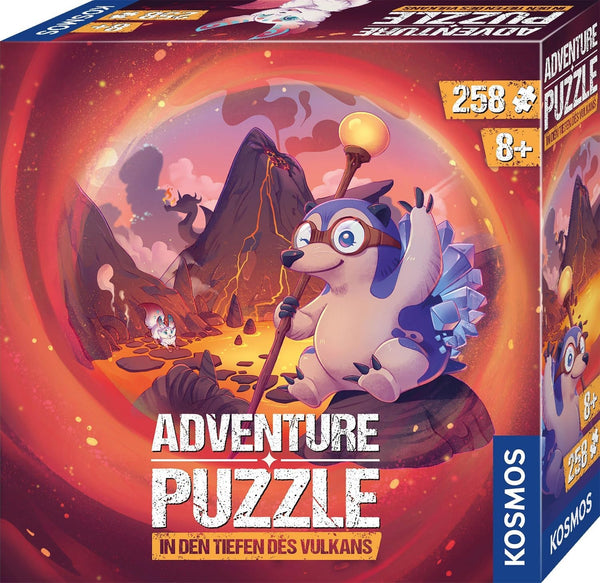 KOSMOS 684853 Puzzle de aventură în Den Tiefen Des Vulkans, 258 piese, Puzzle interactiv de aventură pentru copii cu vârsta de peste 8 ani, Descoperă o poveste de aventură cu fiecare piesă de puzzle